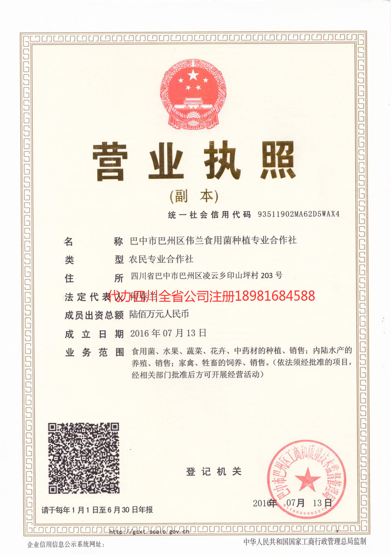 仁怀仁怀伟兰食用菌种植专业合作社